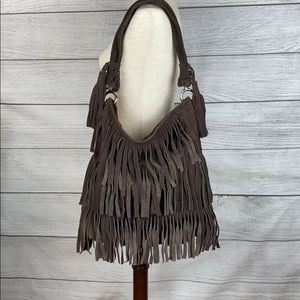 GOLDENBLEU Brown Suede Purse LOTS Of Fringe